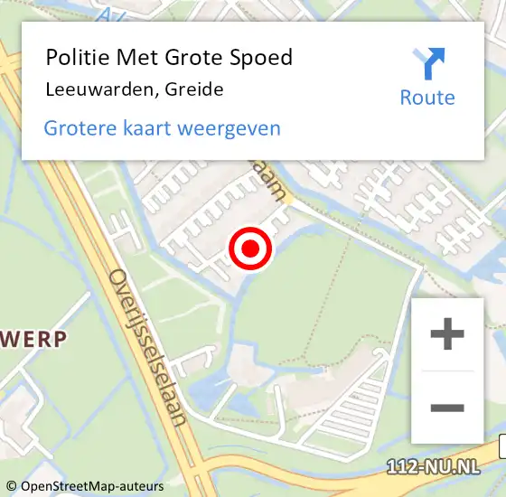 Locatie op kaart van de 112 melding: Politie Met Grote Spoed Naar Leeuwarden, Greide op 15 december 2022 21:40