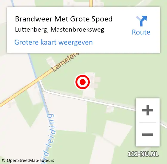 Locatie op kaart van de 112 melding: Brandweer Met Grote Spoed Naar Luttenberg, Mastenbroeksweg op 15 december 2022 21:41