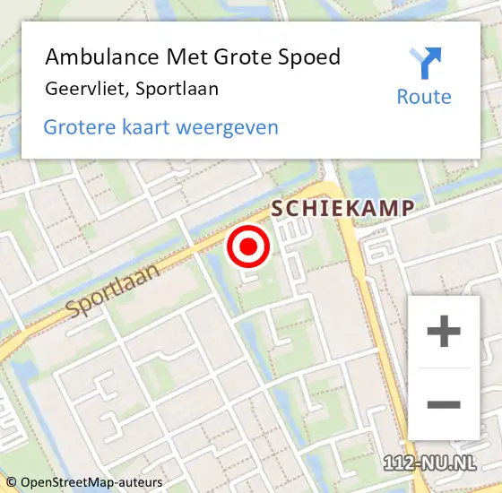 Locatie op kaart van de 112 melding: Ambulance Met Grote Spoed Naar Geervliet, Sportlaan op 15 december 2022 21:56