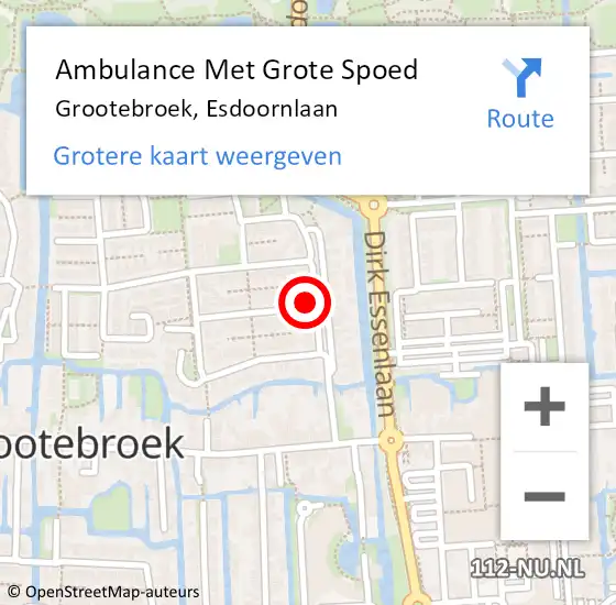Locatie op kaart van de 112 melding: Ambulance Met Grote Spoed Naar Grootebroek, Esdoornlaan op 15 december 2022 21:56
