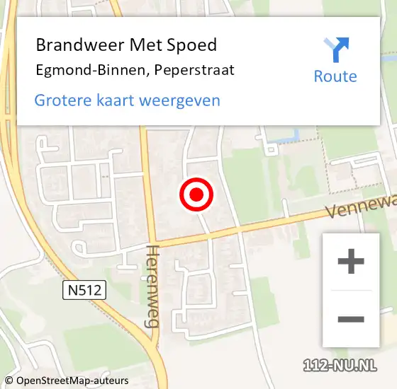 Locatie op kaart van de 112 melding: Brandweer Met Spoed Naar Egmond-Binnen, Peperstraat op 15 december 2022 22:02