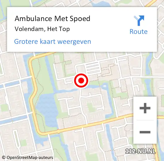 Locatie op kaart van de 112 melding: Ambulance Met Spoed Naar Volendam, Het Top op 15 december 2022 22:13
