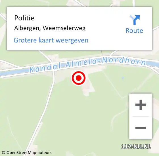 Locatie op kaart van de 112 melding: Politie Albergen, Weemselerweg op 15 december 2022 22:27