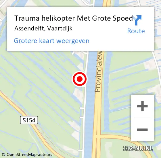 Locatie op kaart van de 112 melding: Trauma helikopter Met Grote Spoed Naar Assendelft, Vaartdijk op 15 december 2022 22:30