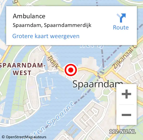 Locatie op kaart van de 112 melding: Ambulance Spaarndam, Spaarndammerdijk op 15 december 2022 23:03