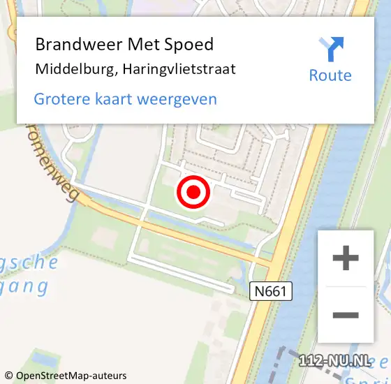 Locatie op kaart van de 112 melding: Brandweer Met Spoed Naar Middelburg, Haringvlietstraat op 15 december 2022 23:27