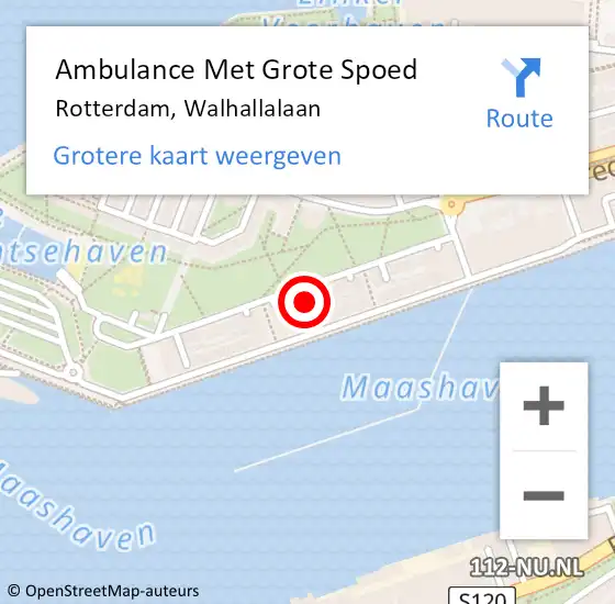 Locatie op kaart van de 112 melding: Ambulance Met Grote Spoed Naar Rotterdam, Walhallalaan op 15 december 2022 23:34