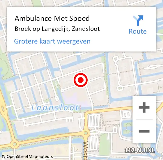 Locatie op kaart van de 112 melding: Ambulance Met Spoed Naar Broek op Langedijk, Zandsloot op 15 december 2022 23:34