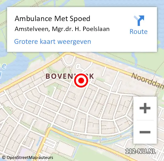 Locatie op kaart van de 112 melding: Ambulance Met Spoed Naar Amstelveen, Mgr.dr. H. Poelslaan op 15 december 2022 23:36