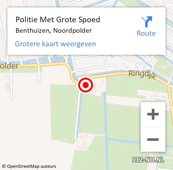 Locatie op kaart van de 112 melding: Politie Met Grote Spoed Naar Benthuizen, Noordpolder op 15 december 2022 23:39