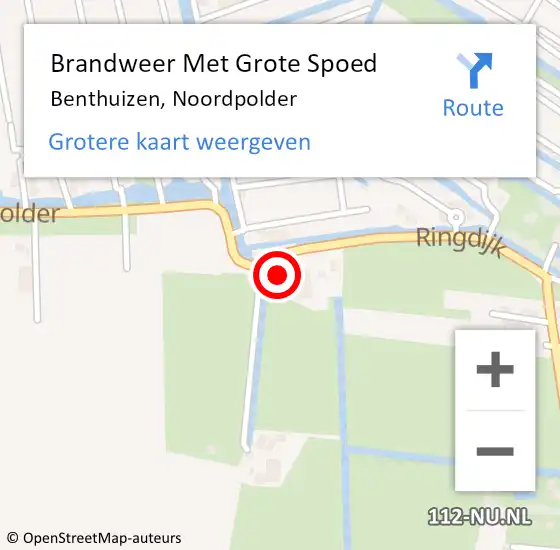 Locatie op kaart van de 112 melding: Brandweer Met Grote Spoed Naar Benthuizen, Noordpolder op 15 december 2022 23:40