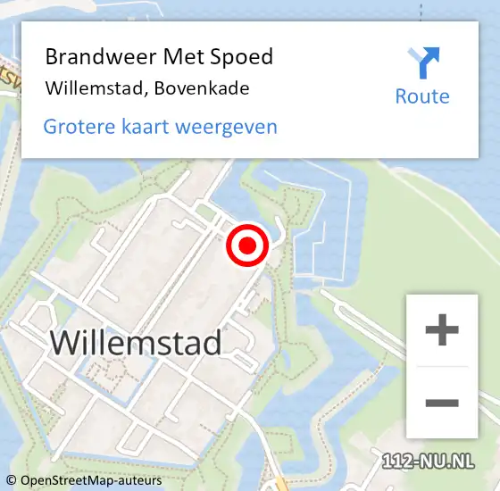 Locatie op kaart van de 112 melding: Brandweer Met Spoed Naar Willemstad, Bovenkade op 15 december 2022 23:43