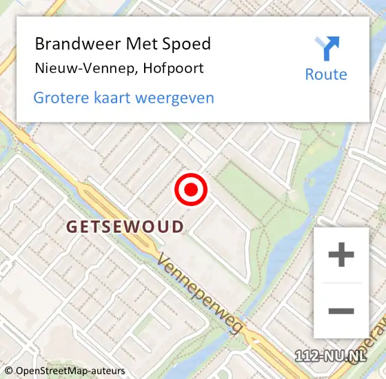 Locatie op kaart van de 112 melding: Brandweer Met Spoed Naar Nieuw-Vennep, Hofpoort op 15 december 2022 23:49