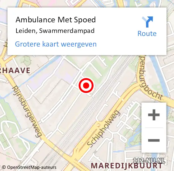 Locatie op kaart van de 112 melding: Ambulance Met Spoed Naar Leiden, Swammerdampad op 16 december 2022 00:46