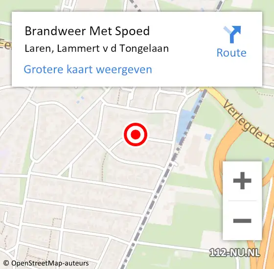 Locatie op kaart van de 112 melding: Brandweer Met Spoed Naar Laren, Lammert v d Tongelaan op 16 december 2022 00:48