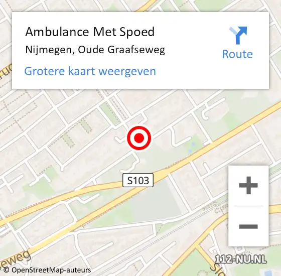 Locatie op kaart van de 112 melding: Ambulance Met Spoed Naar Nijmegen, Oude Graafseweg op 16 december 2022 00:58