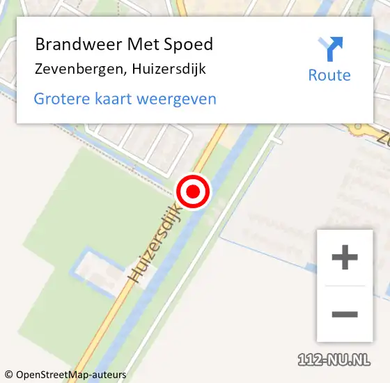 Locatie op kaart van de 112 melding: Brandweer Met Spoed Naar Zevenbergen, Huizersdijk op 16 december 2022 02:10