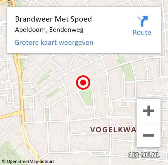 Locatie op kaart van de 112 melding: Brandweer Met Spoed Naar Apeldoorn, Eendenweg op 16 december 2022 03:51