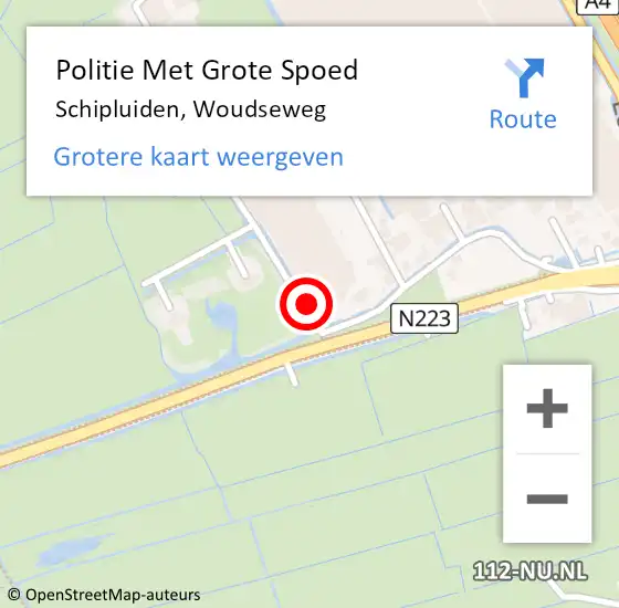 Locatie op kaart van de 112 melding: Politie Met Grote Spoed Naar Schipluiden, Woudseweg op 16 december 2022 04:12