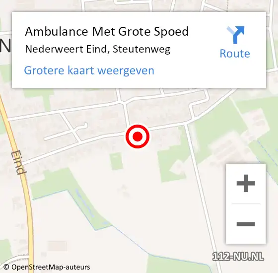 Locatie op kaart van de 112 melding: Ambulance Met Grote Spoed Naar Nederweert Eind, Steutenweg op 16 december 2022 04:13