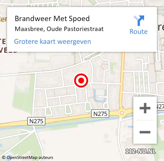 Locatie op kaart van de 112 melding: Brandweer Met Spoed Naar Maasbree, Oude Pastoriestraat op 16 december 2022 04:55