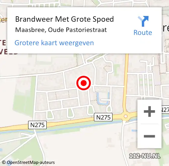 Locatie op kaart van de 112 melding: Brandweer Met Grote Spoed Naar Maasbree, Oude Pastoriestraat op 16 december 2022 04:55