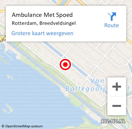 Locatie op kaart van de 112 melding: Ambulance Met Spoed Naar Rotterdam, Breedveldsingel op 16 december 2022 05:15
