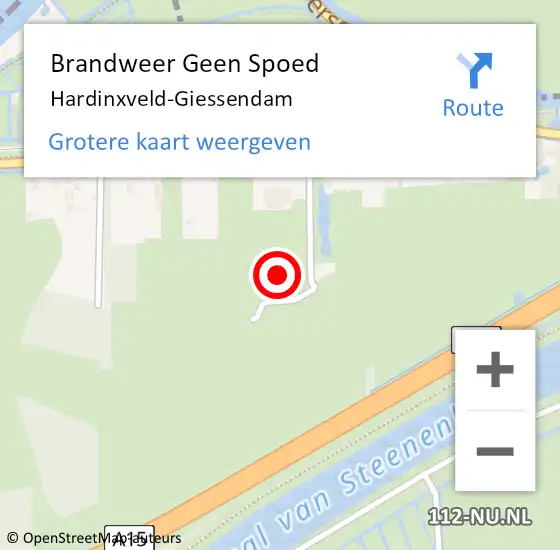 Locatie op kaart van de 112 melding: Brandweer Geen Spoed Naar Hardinxveld-Giessendam op 16 december 2022 05:41