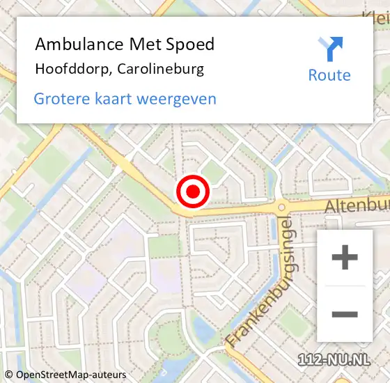 Locatie op kaart van de 112 melding: Ambulance Met Spoed Naar Hoofddorp, Carolineburg op 16 december 2022 05:50