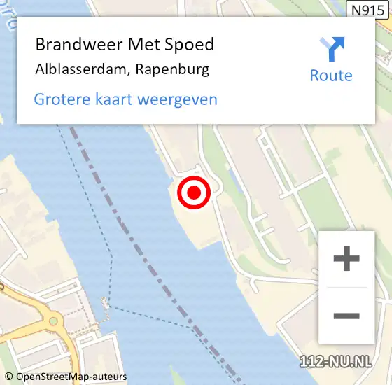 Locatie op kaart van de 112 melding: Brandweer Met Spoed Naar Alblasserdam, Rapenburg op 16 december 2022 06:11