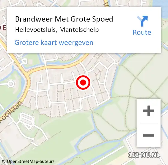 Locatie op kaart van de 112 melding: Brandweer Met Grote Spoed Naar Hellevoetsluis, Mantelschelp op 16 december 2022 06:26