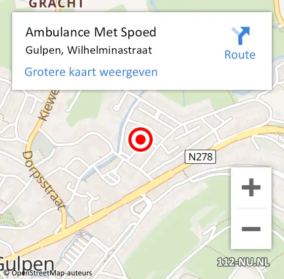 Locatie op kaart van de 112 melding: Ambulance Met Spoed Naar Gulpen, Wilhelminastraat op 8 augustus 2014 14:41