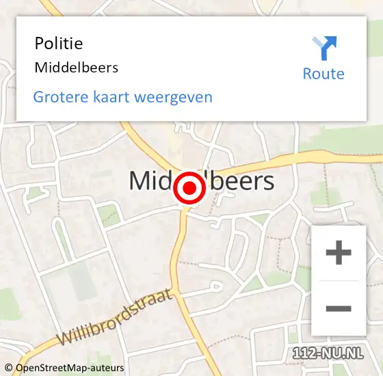 Locatie op kaart van de 112 melding: Politie Middelbeers op 16 december 2022 06:53