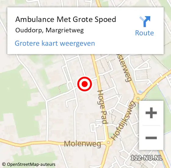 Locatie op kaart van de 112 melding: Ambulance Met Grote Spoed Naar Ouddorp, Margrietweg op 16 december 2022 07:01