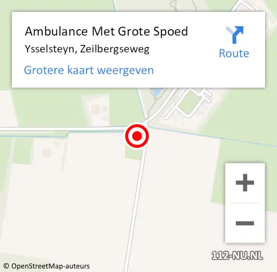 Locatie op kaart van de 112 melding: Ambulance Met Grote Spoed Naar Ysselsteyn, Zeilbergseweg op 16 december 2022 07:14