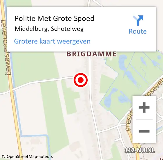 Locatie op kaart van de 112 melding: Politie Met Grote Spoed Naar Middelburg, Schotelweg op 16 december 2022 07:15