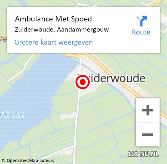 Locatie op kaart van de 112 melding: Ambulance Met Spoed Naar Zuiderwoude, Aandammergouw op 16 december 2022 07:17