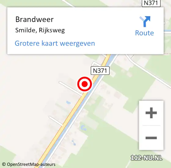 Locatie op kaart van de 112 melding: Brandweer Smilde, Rijksweg op 16 december 2022 07:44