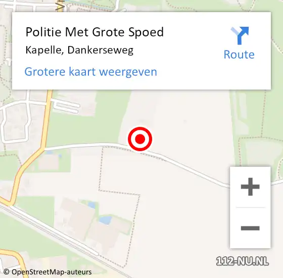 Locatie op kaart van de 112 melding: Politie Met Grote Spoed Naar Kapelle, Dankerseweg op 16 december 2022 07:48