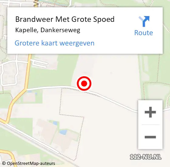 Locatie op kaart van de 112 melding: Brandweer Met Grote Spoed Naar Kapelle, Dankerseweg op 16 december 2022 07:48