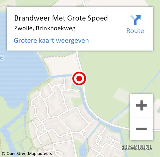 Locatie op kaart van de 112 melding: Brandweer Met Grote Spoed Naar Zwolle, Brinkhoekweg op 16 december 2022 07:51