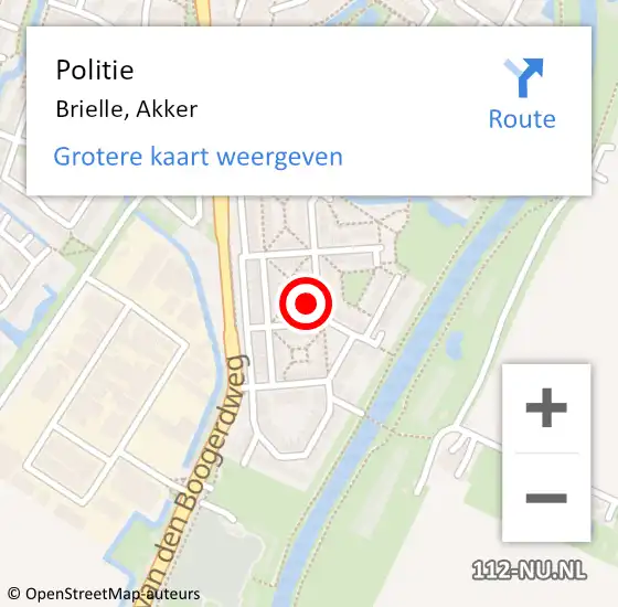 Locatie op kaart van de 112 melding: Politie Brielle, Akker op 16 december 2022 07:58