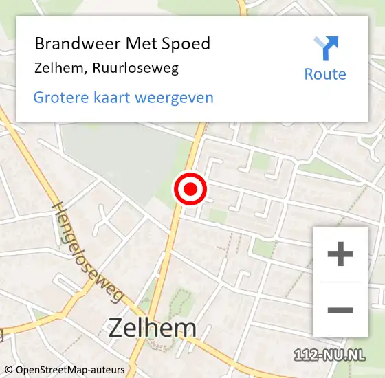 Locatie op kaart van de 112 melding: Brandweer Met Spoed Naar Zelhem, Ruurloseweg op 16 december 2022 08:00