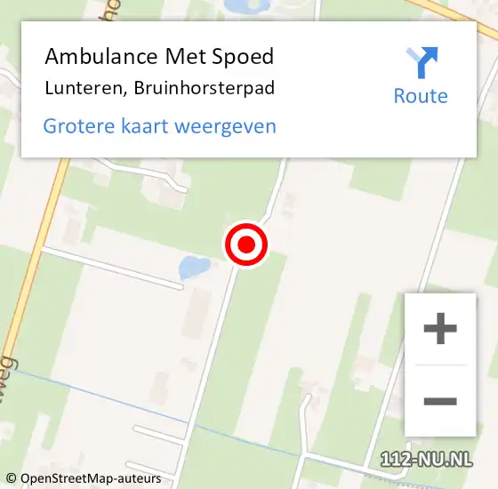 Locatie op kaart van de 112 melding: Ambulance Met Spoed Naar Lunteren, Bruinhorsterpad op 16 december 2022 08:06