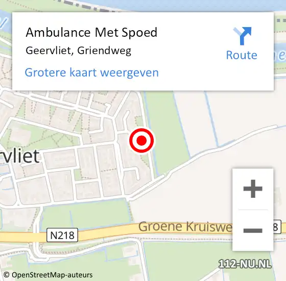 Locatie op kaart van de 112 melding: Ambulance Met Spoed Naar Geervliet, Griendweg op 16 december 2022 08:10