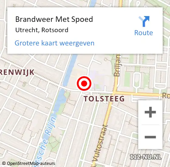 Locatie op kaart van de 112 melding: Brandweer Met Spoed Naar Utrecht, Rotsoord op 16 december 2022 08:12