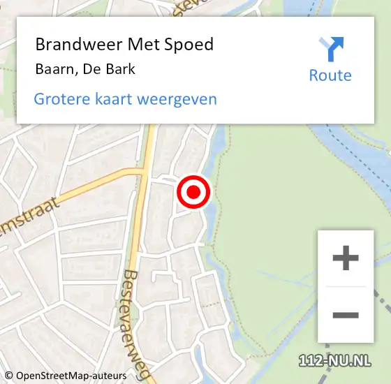 Locatie op kaart van de 112 melding: Brandweer Met Spoed Naar Baarn, De Bark op 8 augustus 2014 14:48