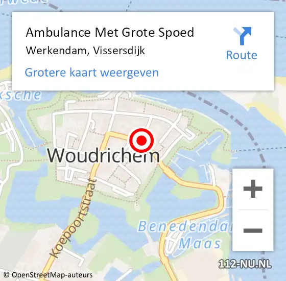 Locatie op kaart van de 112 melding: Ambulance Met Grote Spoed Naar Werkendam, Vissersdijk op 16 december 2022 08:18