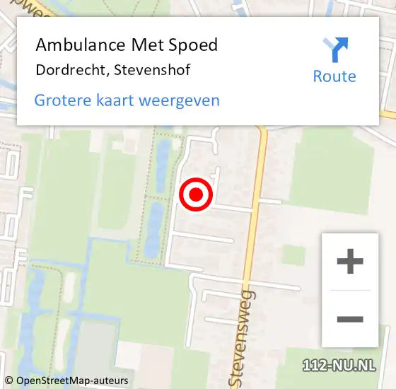 Locatie op kaart van de 112 melding: Ambulance Met Spoed Naar Dordrecht, Stevenshof op 16 december 2022 08:26