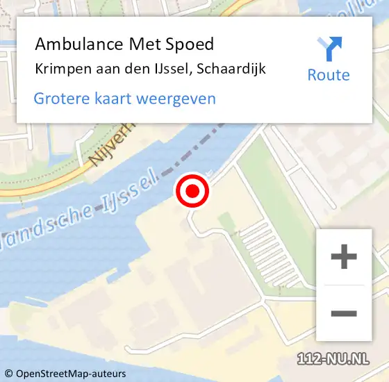 Locatie op kaart van de 112 melding: Ambulance Met Spoed Naar Krimpen aan den IJssel, Schaardijk op 16 december 2022 08:40